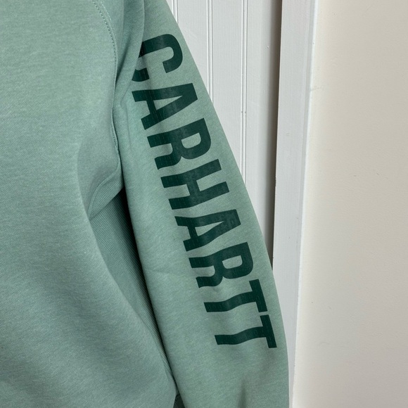 Carhartt Sage Green Pullover with Sleeve Logo - Picture 2 of 12